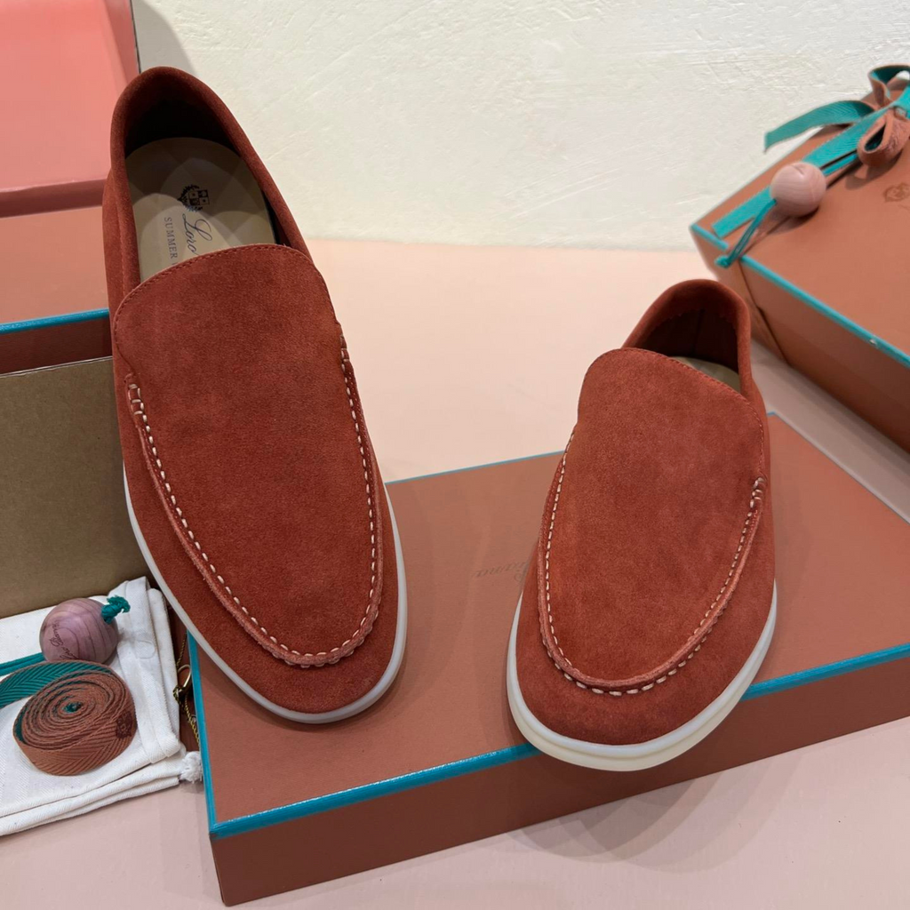 Loro Piana Summer Walk Suede Loafers - Dried Red (R0DV)