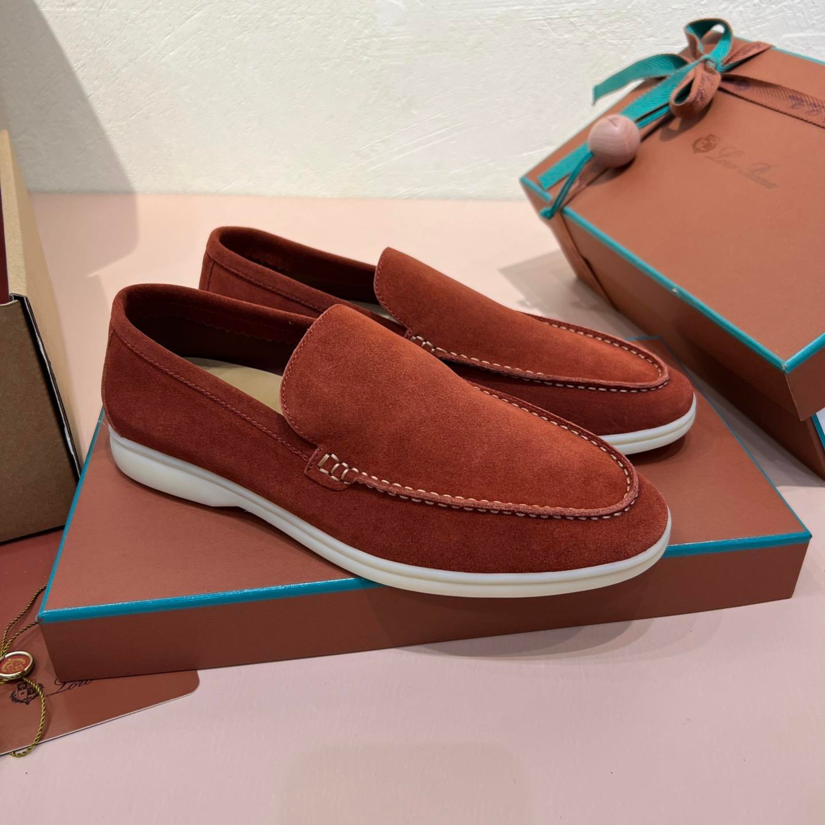 Loro Piana Summer Walk Suede Loafers - Dried Red (R0DV)