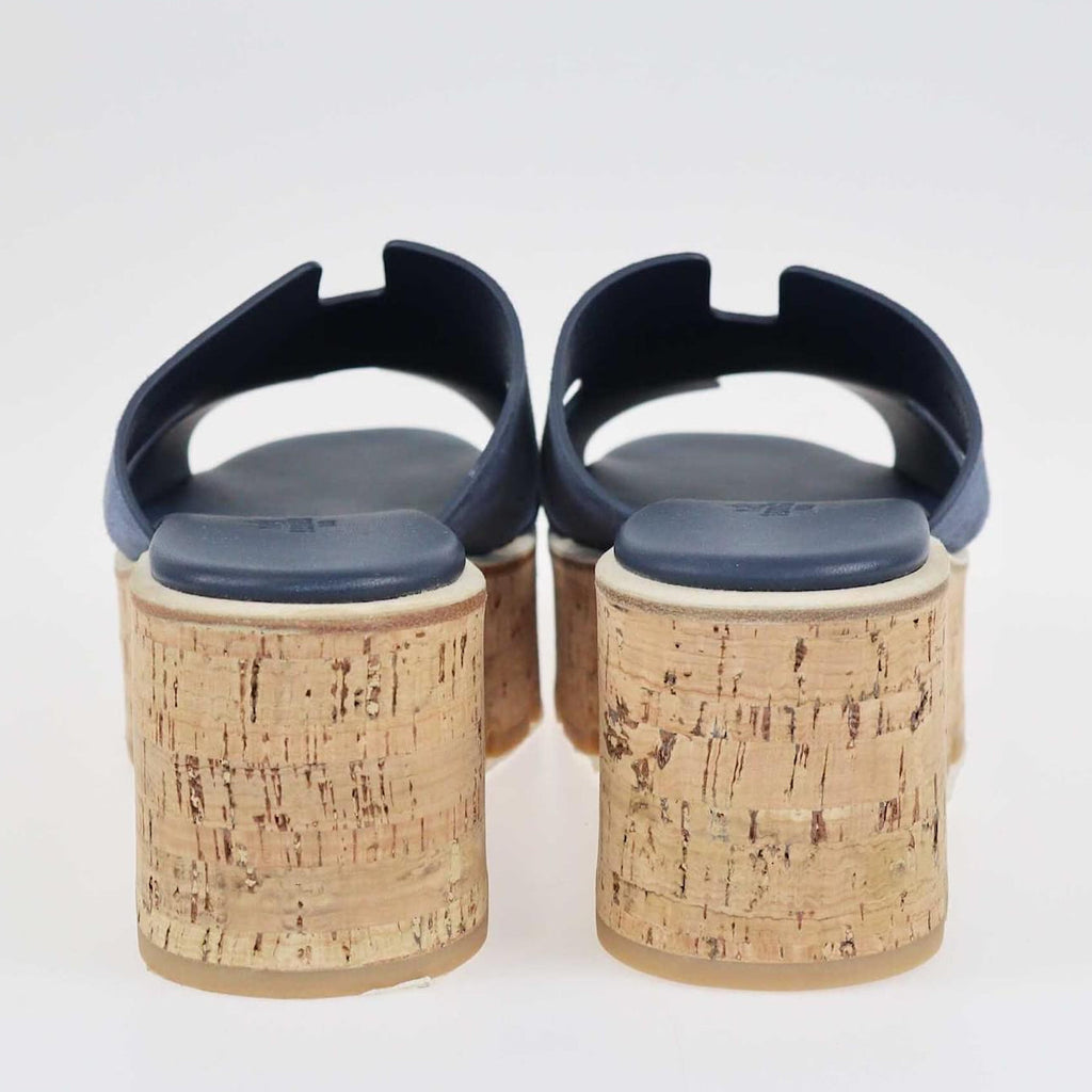 Hermes Eze 30 Suede Sandals - Navy Blue