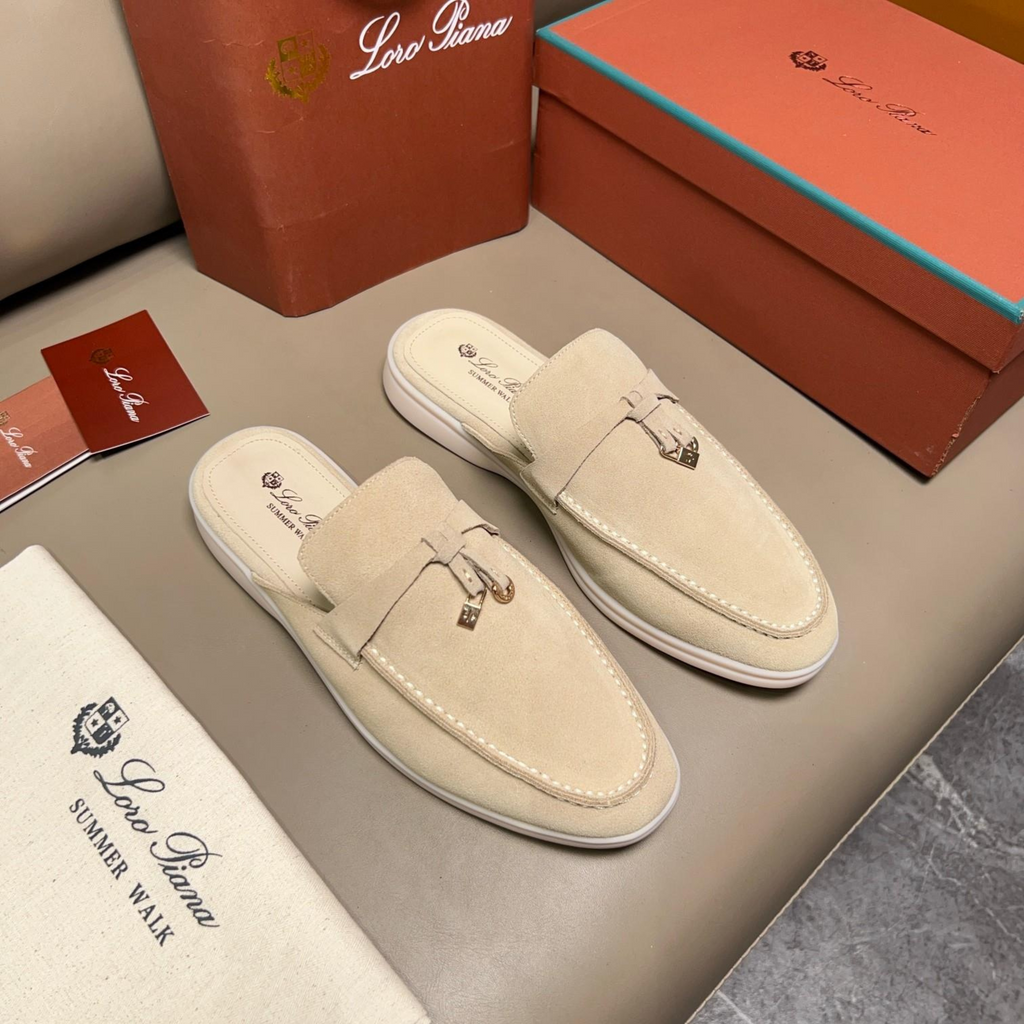 Loro Piana Babouche Charms Walk Suede Loafer - Linen (D746)