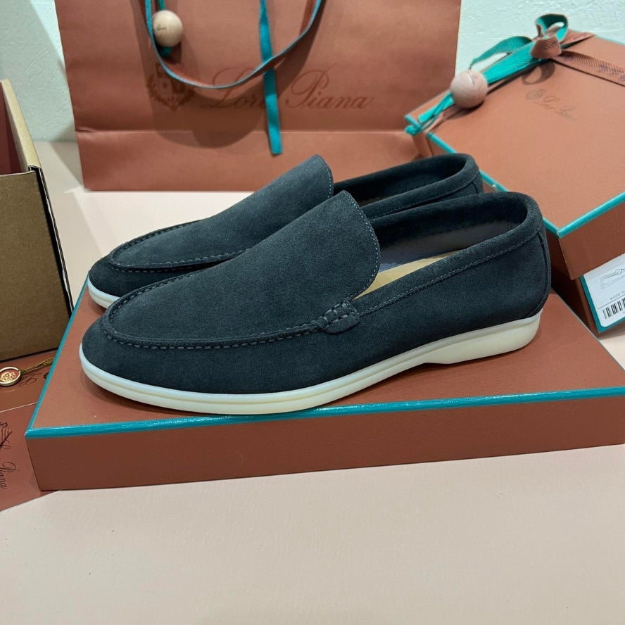 Loro Piana Ocean Front Suede Loafers - Dark Green (133)
