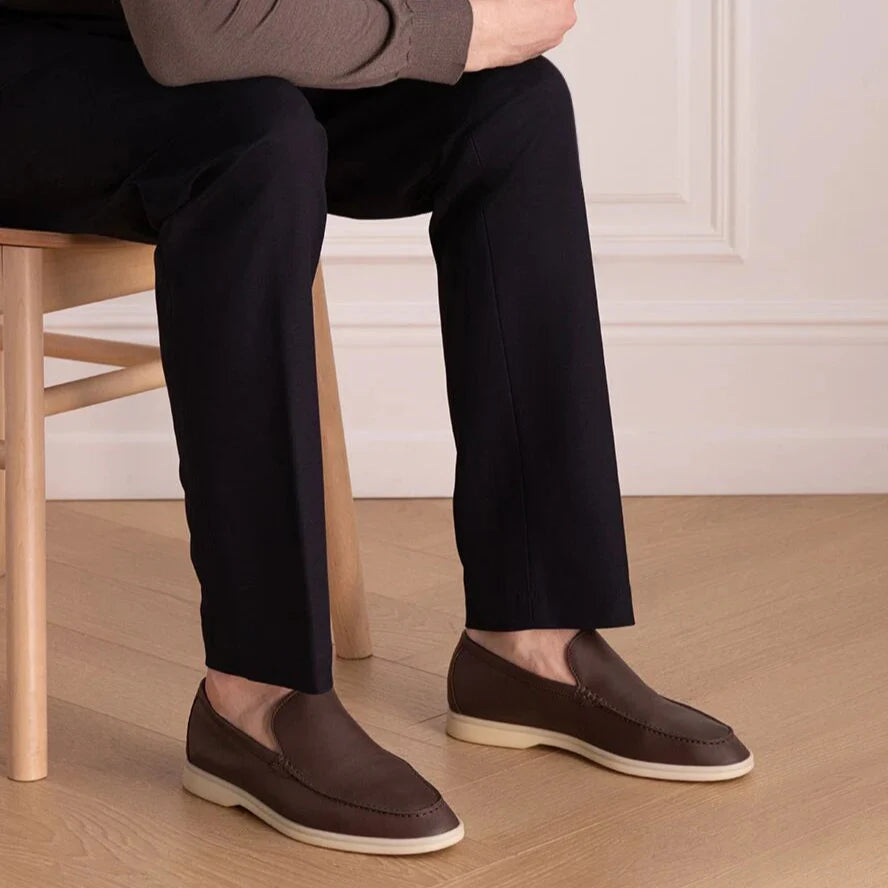 Loro Piana Summer Walk Elk Leather Loafers -  Very Dark Brown (H027)