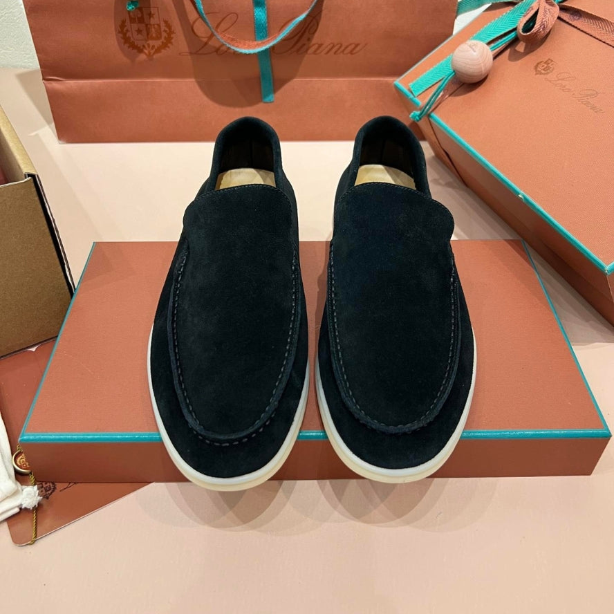 Loro Piana Summer Walk Suede Loafers - Black (132)