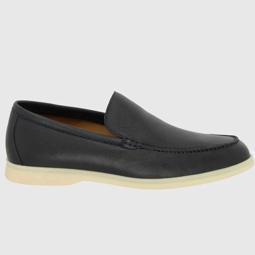 Loro Piana Summer Walk Elk Leather Loafers - Navy Blue (W000)