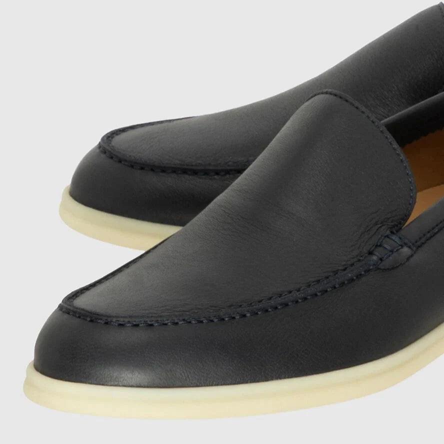 Loro Piana Summer Walk Elk Leather Loafers - Navy Blue (W000)