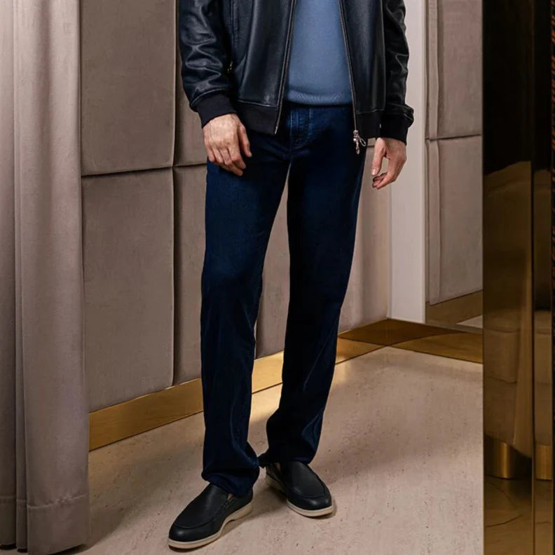 Loro Piana Summer Walk Elk Leather Loafers - Navy Blue (W000)