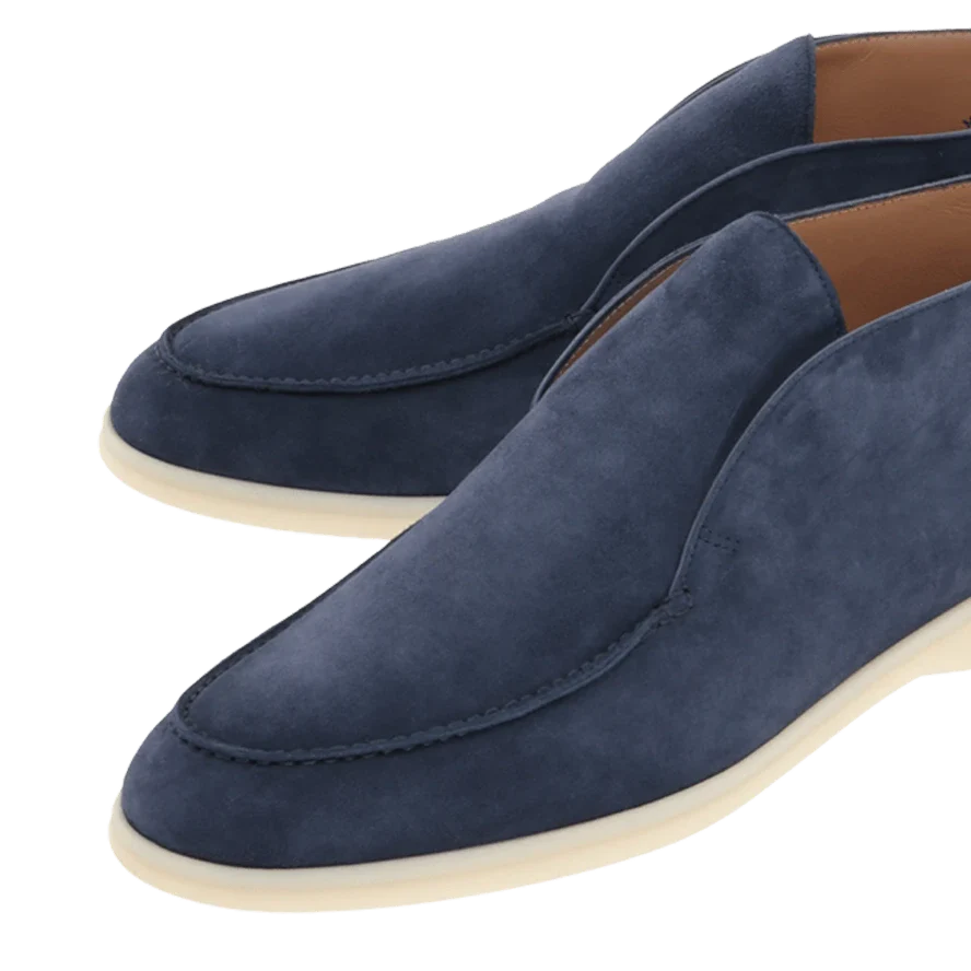 Loro Piana Open Walk Suede Loafers - Dark Blue