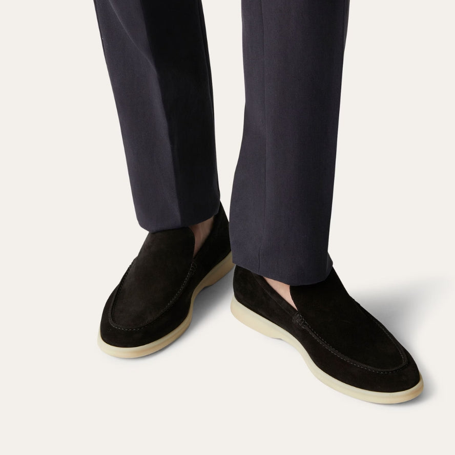 Loro Piana Summer Walk Suede Loafers - Black (132)