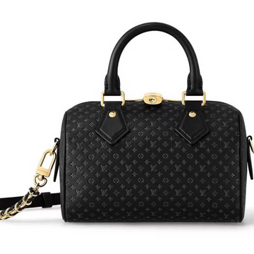 Louis Vuitton Calfskin Nanogram Embossed Speedy Bandoulière 20 - Black