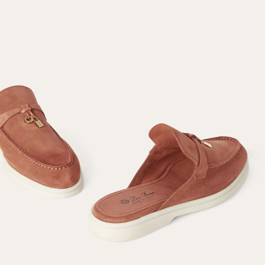 Loro Piana Babouche Charms Walk Suede Loafers - Dusty Orange (L0BF)
