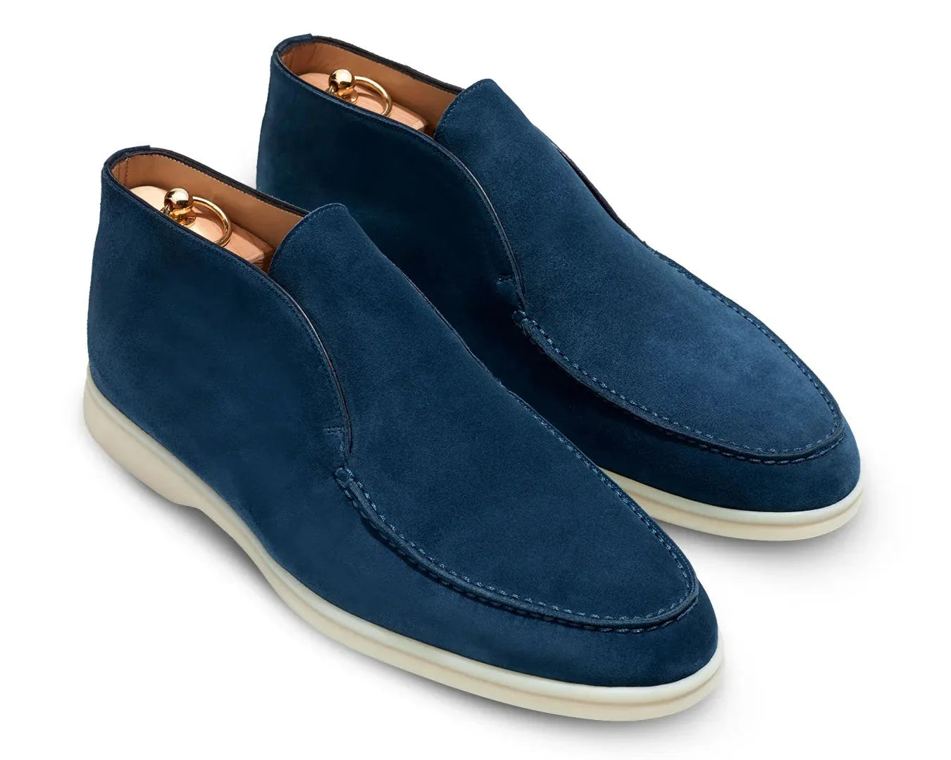 Loro Piana Open Walk Suede Ankle Boots - Dark Blue