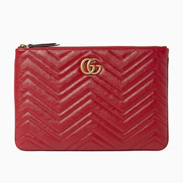 Gucci GG Marmont Matelassé Leather Clutch Bag – Red