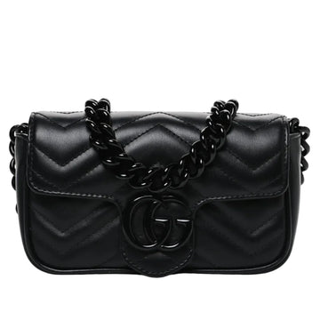 Gucci GG Marmont Leather Chain Belt Bag – Black