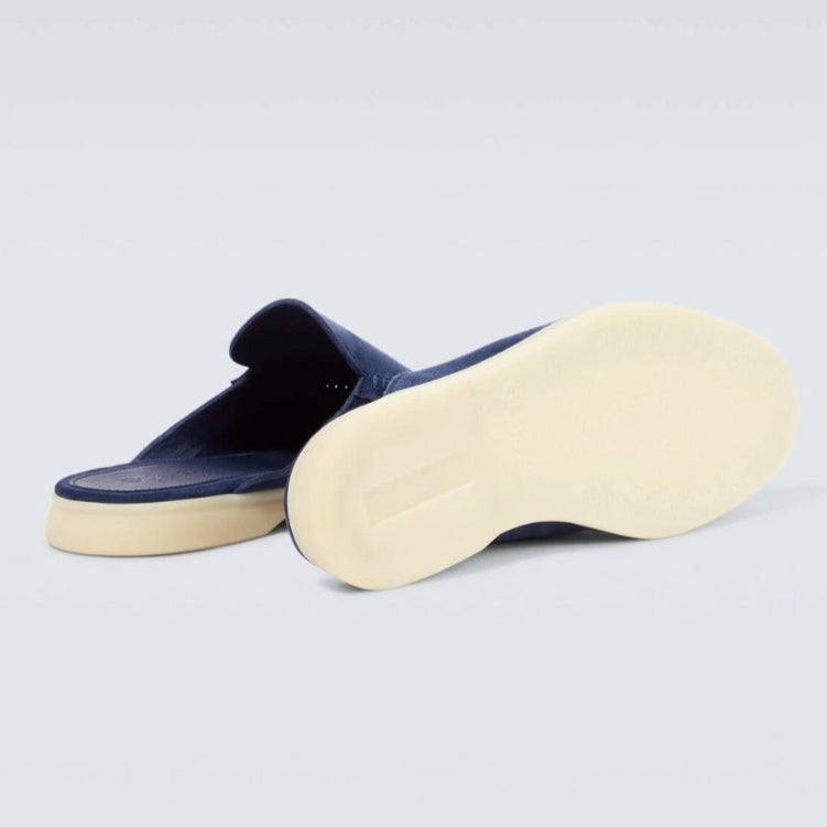 Loro Piana Babouche Walk Suede Slippers - Racing Blue (202)