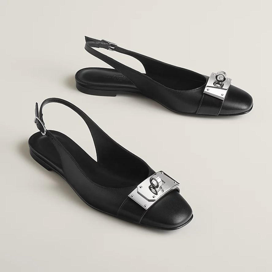 Hermes Innocente Slingback Sandals - Noir