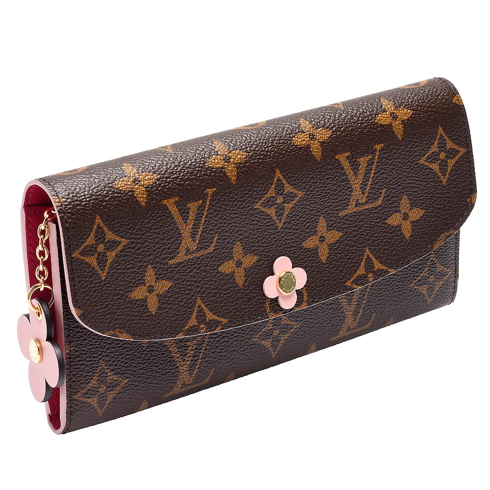 Louis Vuitton Monogram Bloom Flower Emilie Wallet - Brown Fuchsia