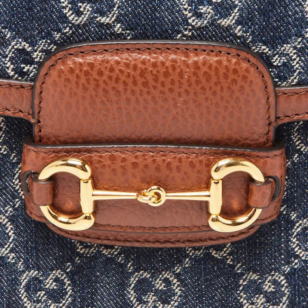 Gucci Blue GG Denim Horsebit 1955 Mini Crossbody Bag - Blue