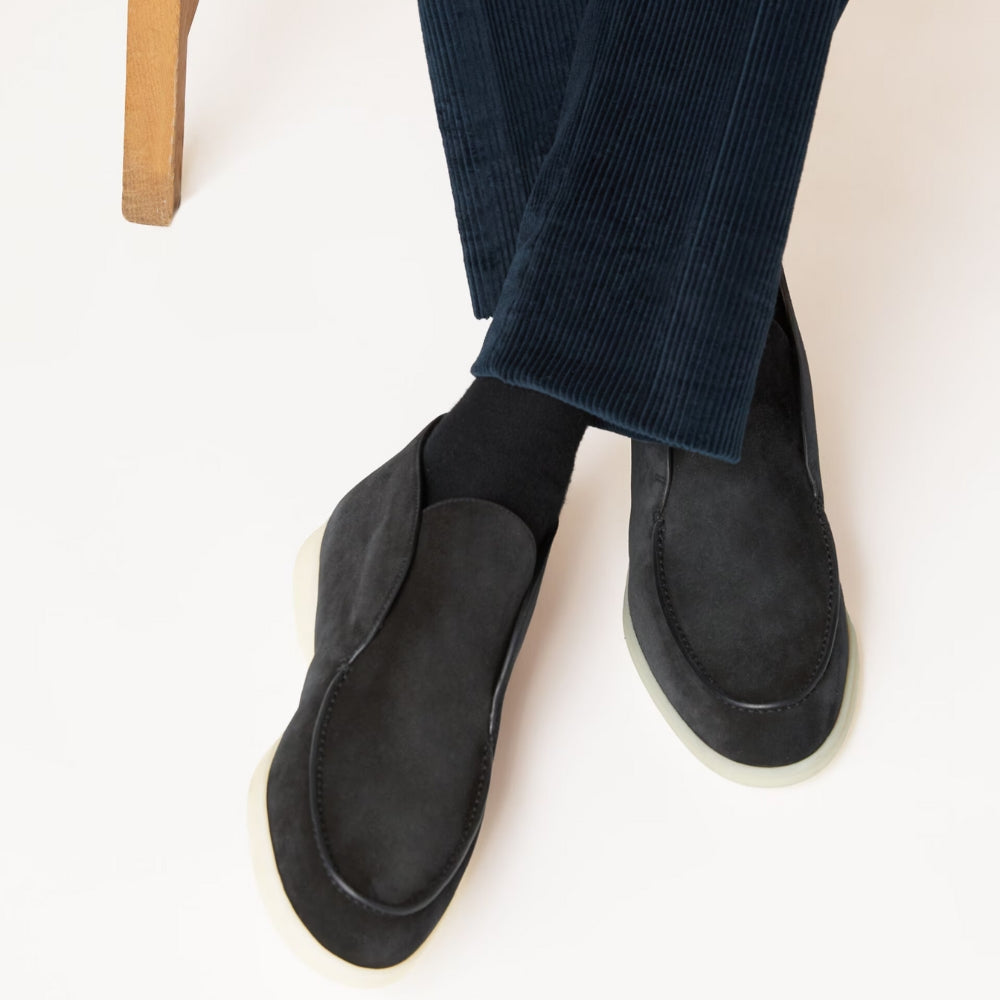 Loro Piana Open Walk Chukka Suede Ankle Boots - Black (8000)