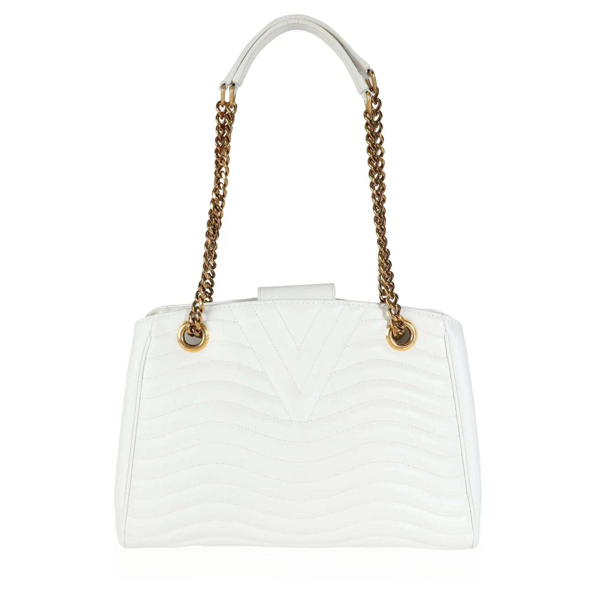 Louis Vuitton Calfskin New Wave Chain Tote Bag - White