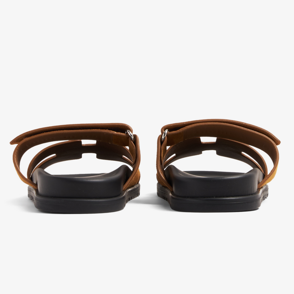 Hermes Chypre Suede Sandals - Caramel Brown