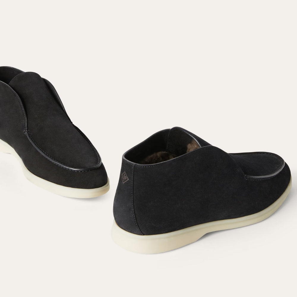 Loro Piana Open Walk Chukka Suede Ankle Boots - Black (8000)