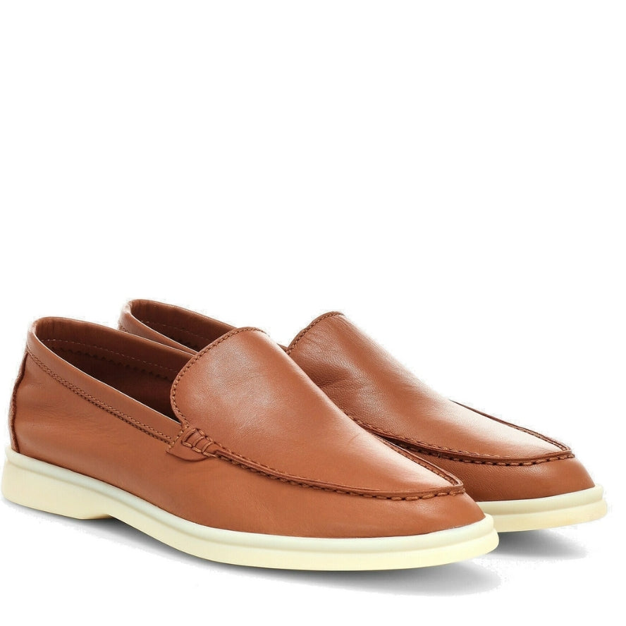 Loro Piana Summer Walk Calfskin Loafers - Havana Brown