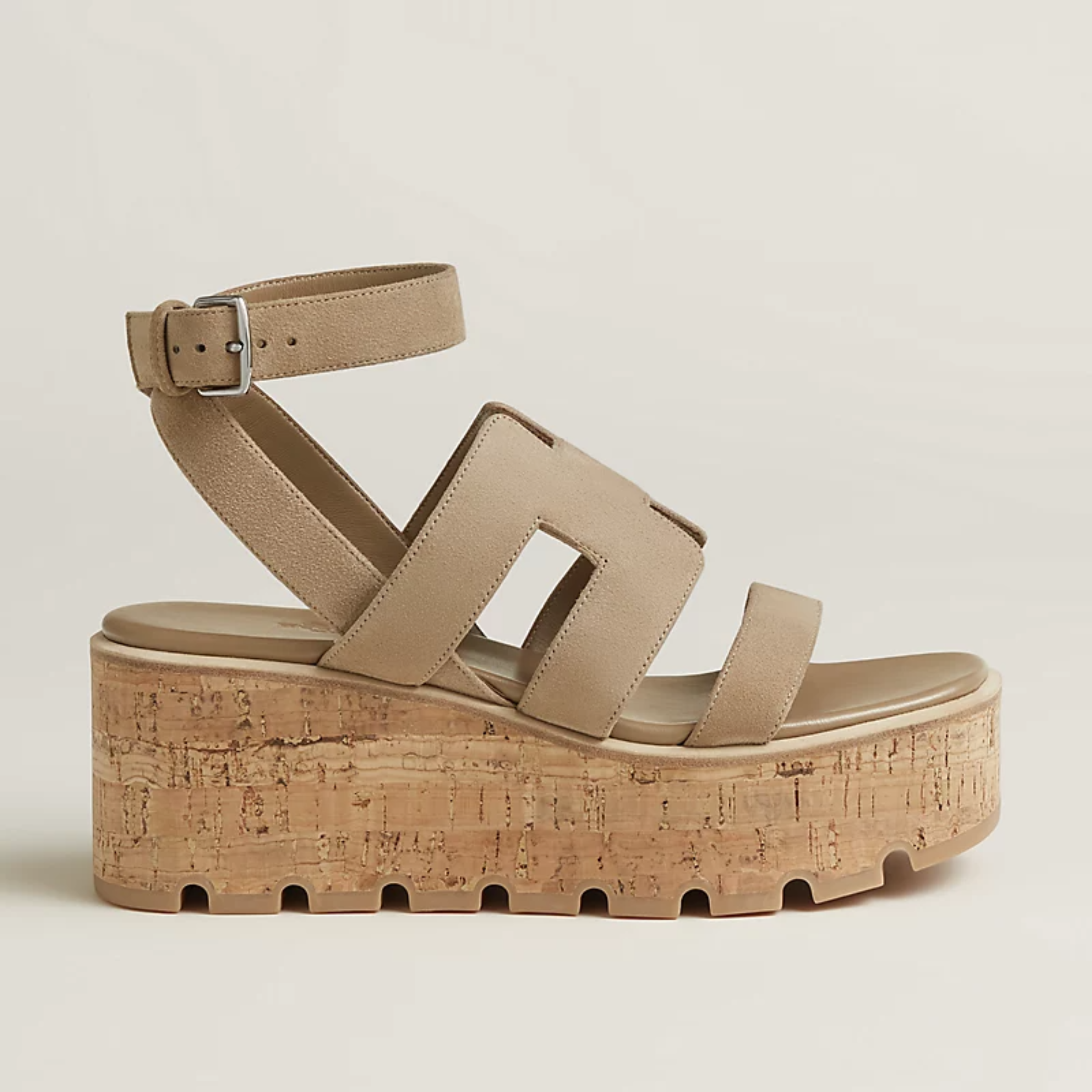 Hermes Havane 30 Suede Sandal - Beige