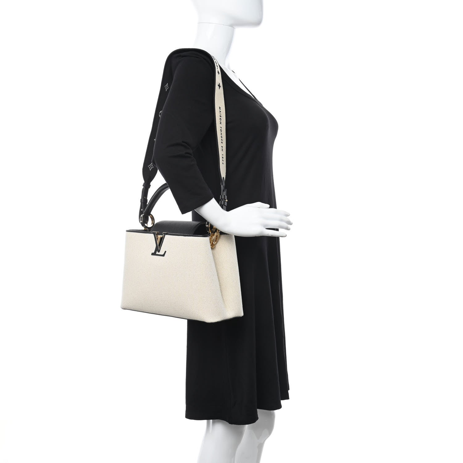Louis Vuitton Canvas Taurillon Capucines MM Handbag –  Beige
