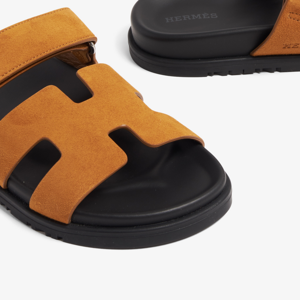 Hermes Chypre Suede Sandals - Caramel Brown