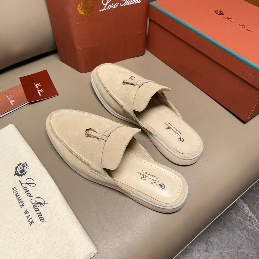 Loro Piana Babouche Charms Walk Suede Loafer - Linen (D746)