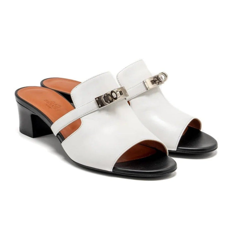 Hermes Candy Crocodile Leather Sandals - White