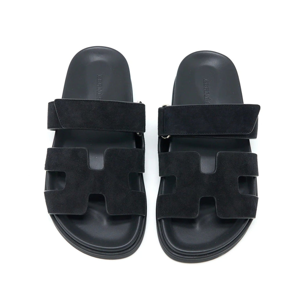 Hermes Chypre Suede Sandals - Noir