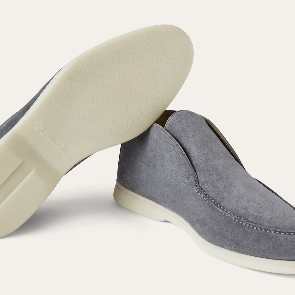 Loro Piana Open Walk Suede Ankle Boots - Frozen Blue (60JF)