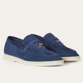 Loro Piana Summer Charms Walk Suede Loafers - True Dark Blue (W18P)