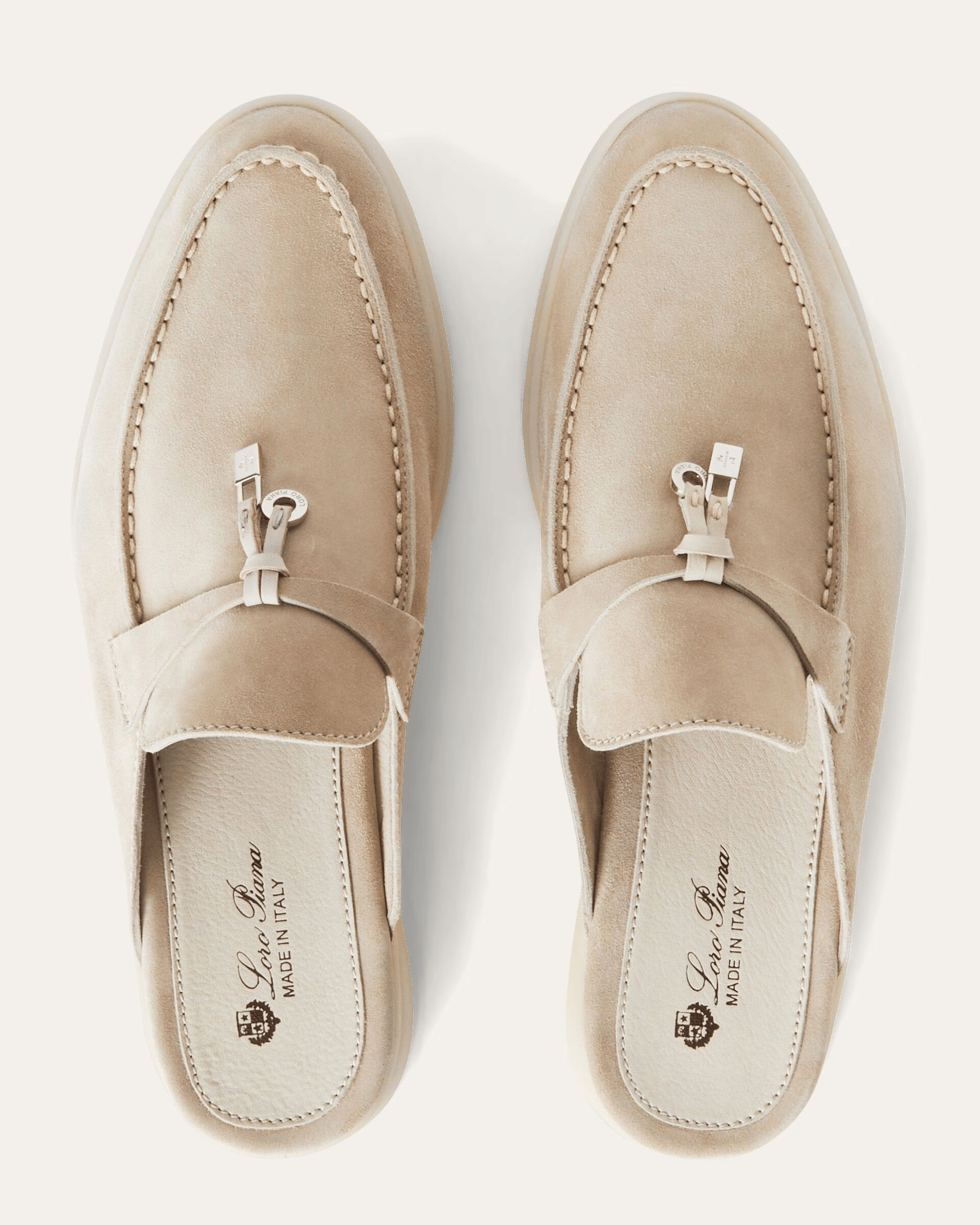 Loro Piana Babouche Charms Walk Suede Loafer - Linen (D746)