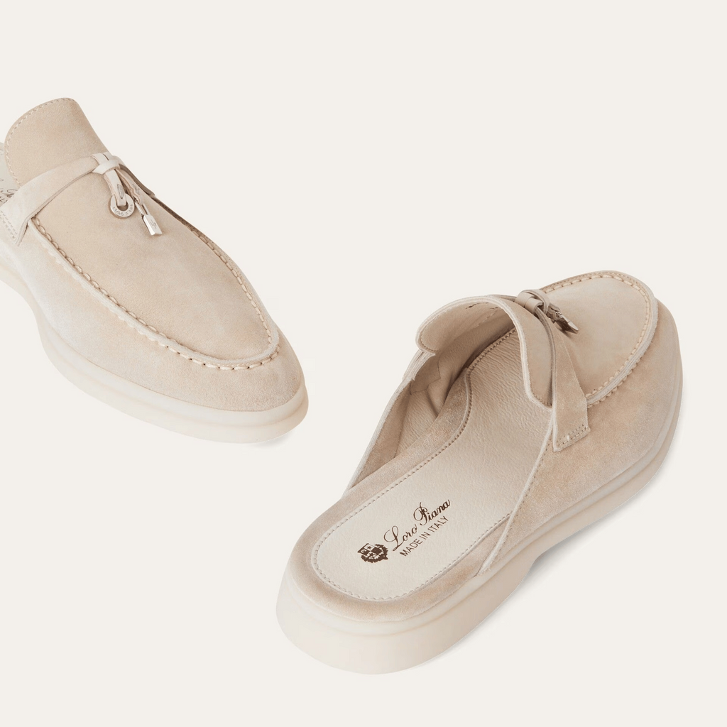 Loro Piana Babouche Charms Walk Suede Loafer - Linen (D746)