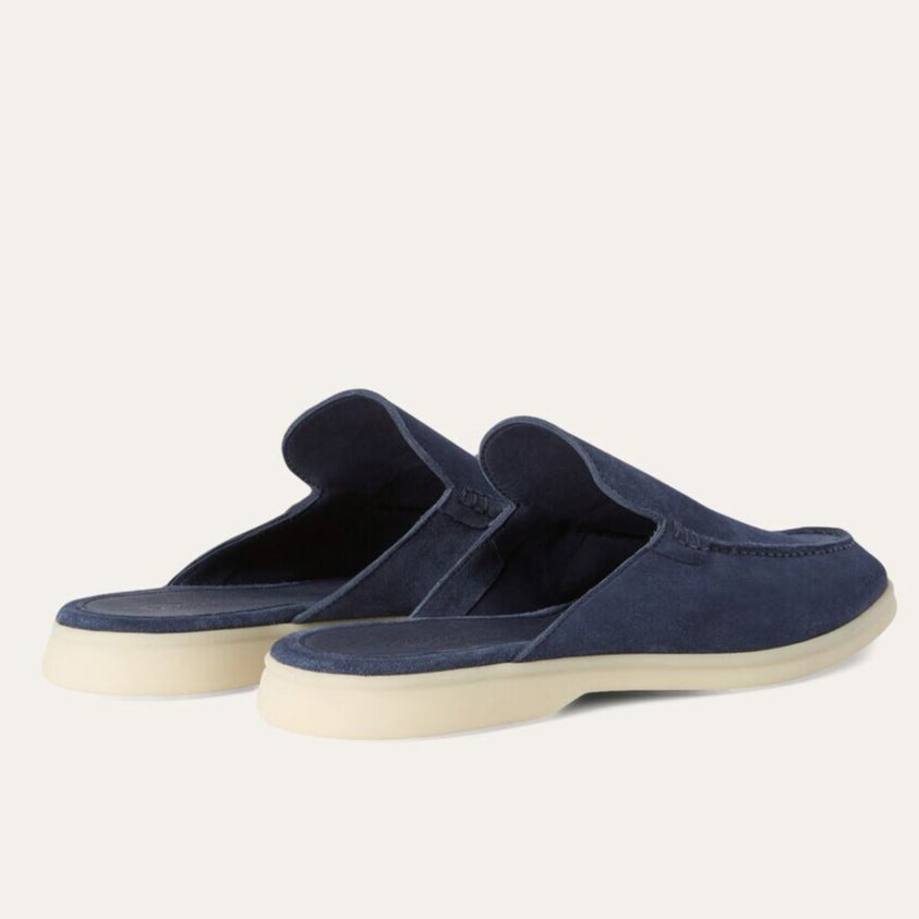 Loro Piana Babouche Walk Suede Slippers - Racing Blue (003)