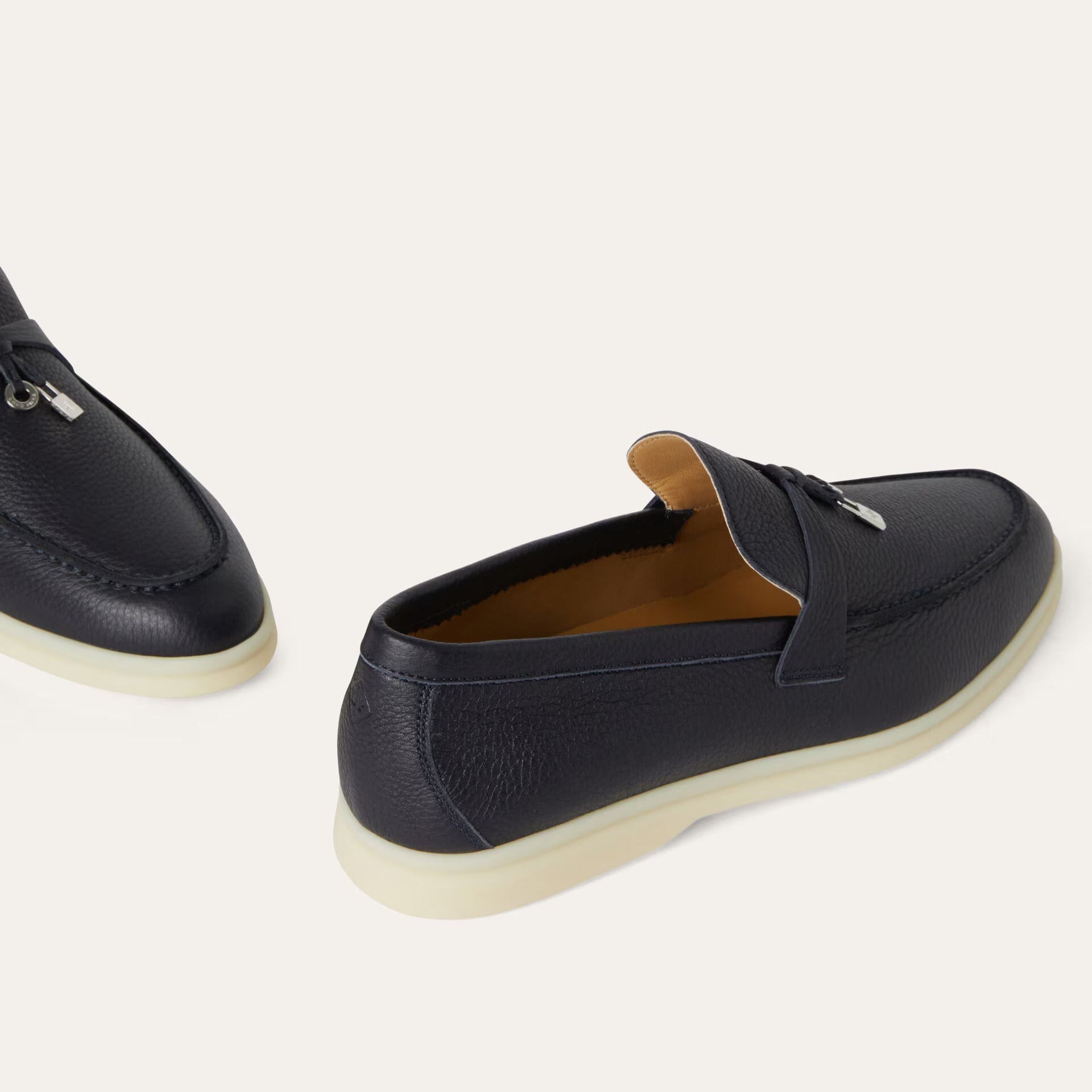 Loro Piana Summer Charms Walk Deerskin Loafer - Navy Blue (W000)