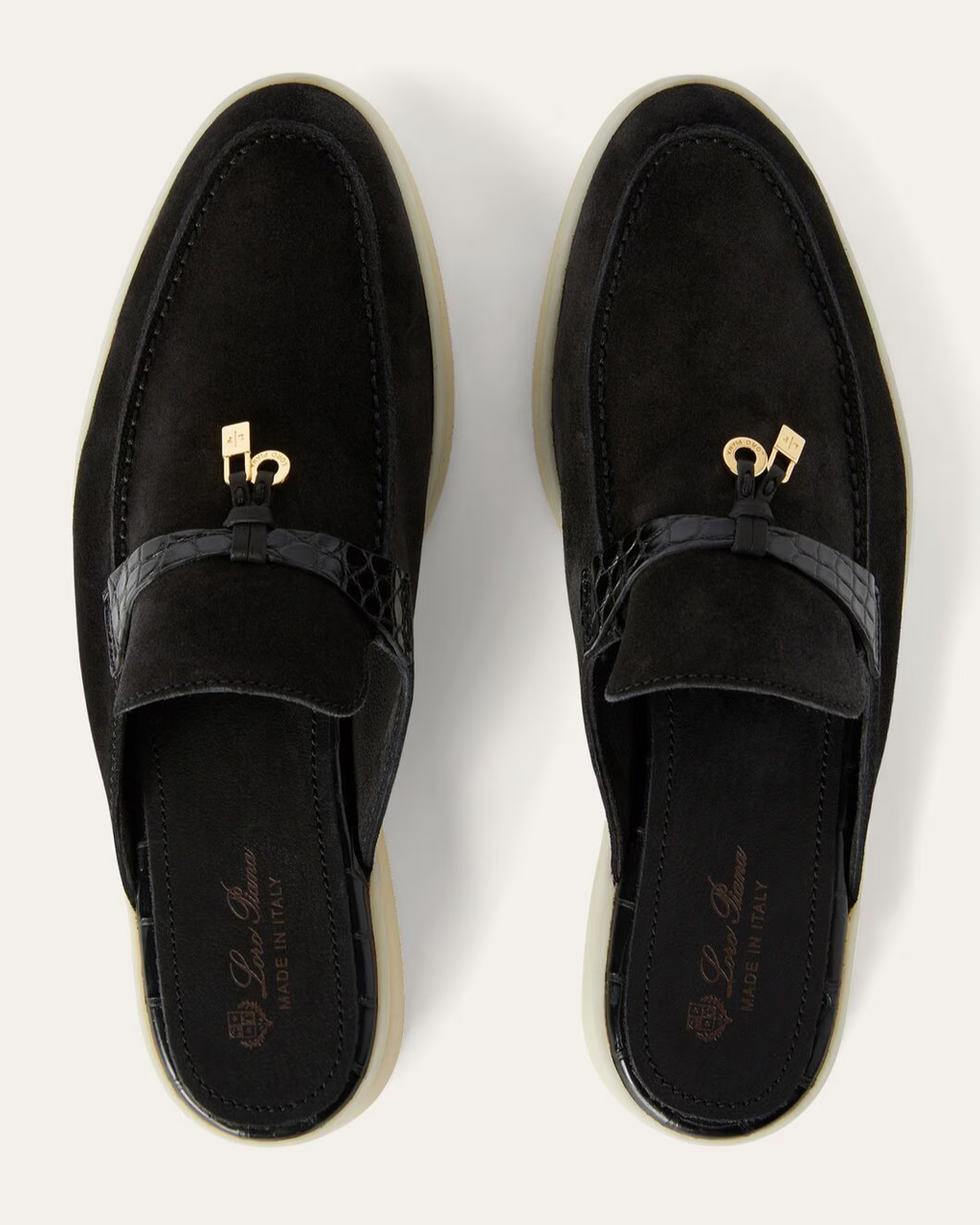 Loro Piana Charms Walk Babouche Suede Loafers - Black (062)
