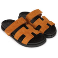 Hermes Chypre Suede Sandals - Caramel Brown