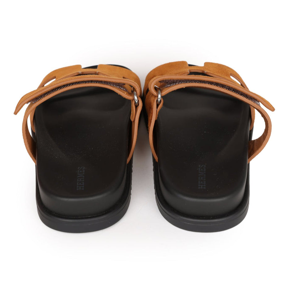 Hermes Chypre Suede Sandals - Caramel Brown