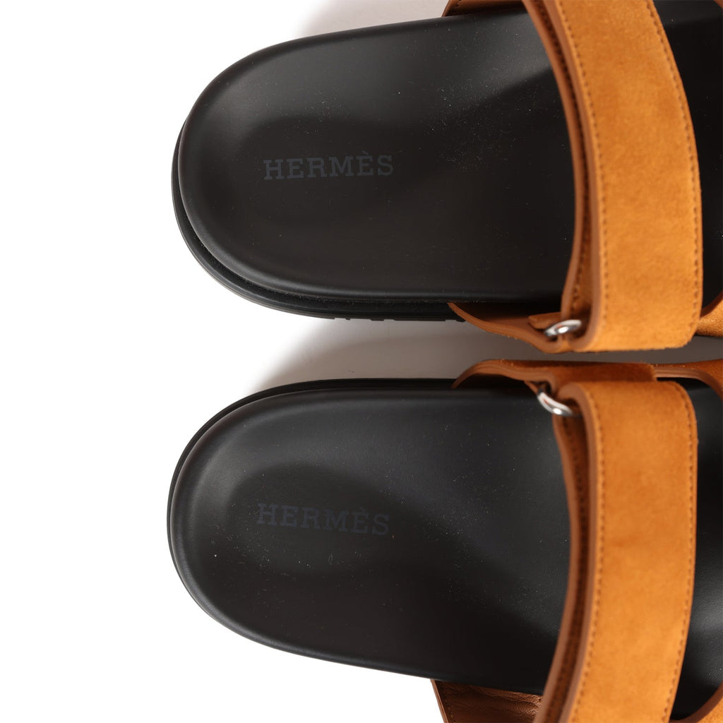 Hermes Chypre Suede Sandals - Caramel Brown