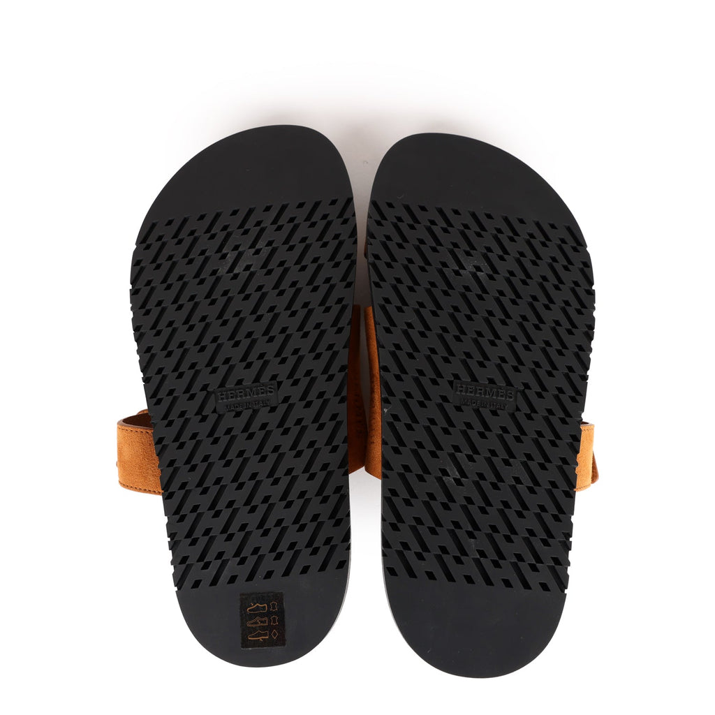 Hermes Chypre Suede Sandals - Caramel Brown