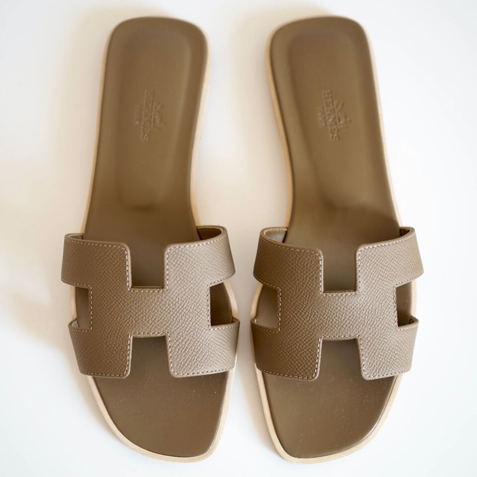 Hermes Oran Sandals - Epsom Etoupe