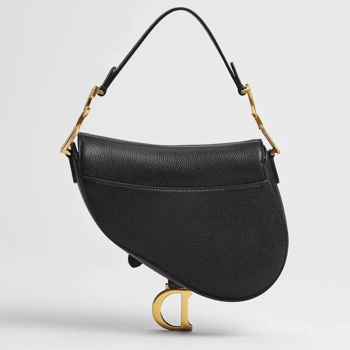 Dior Grained Calfskin Small Saddle Bag with Strap - Black