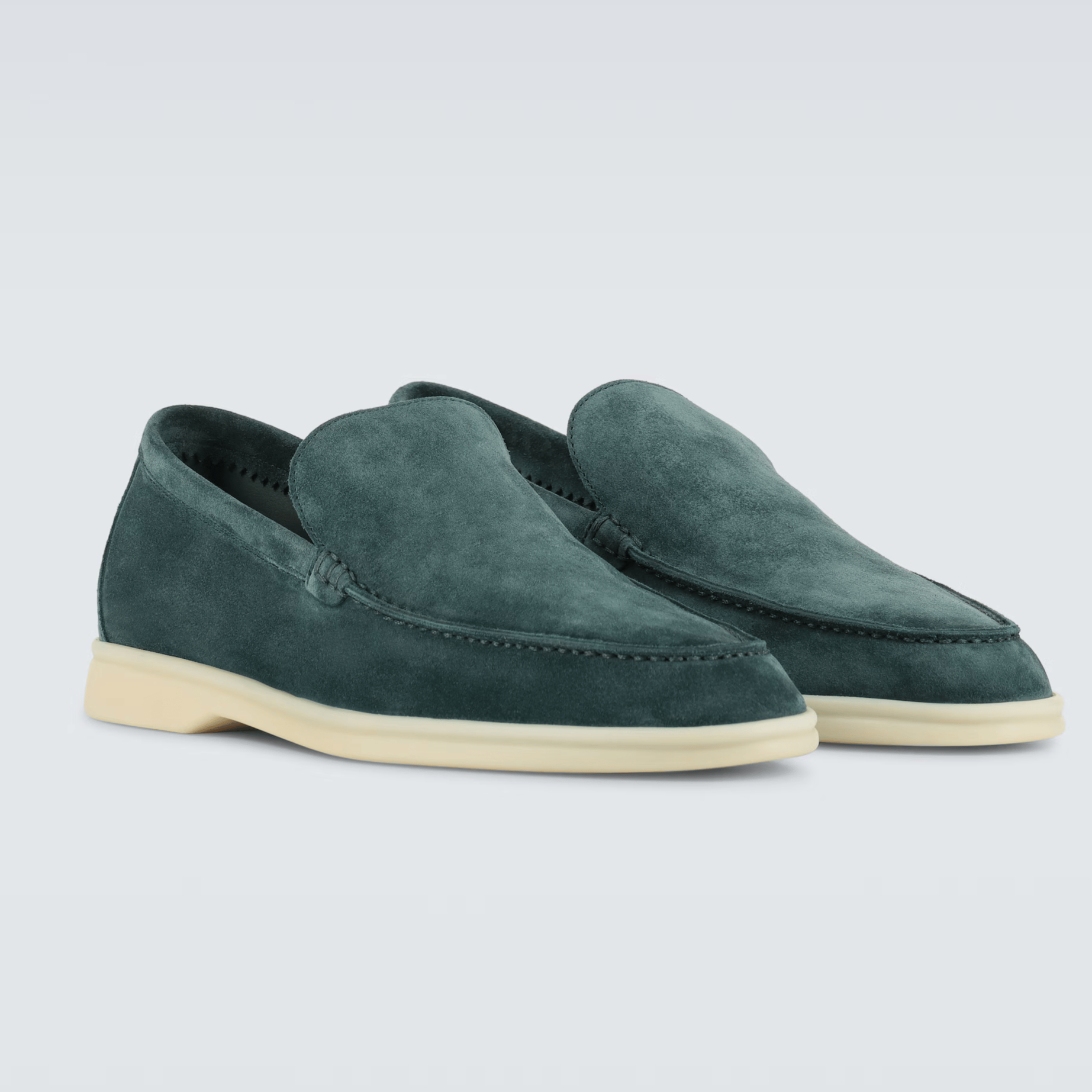 Loro Piana Summer Walk Suede Loafers - Dark Green