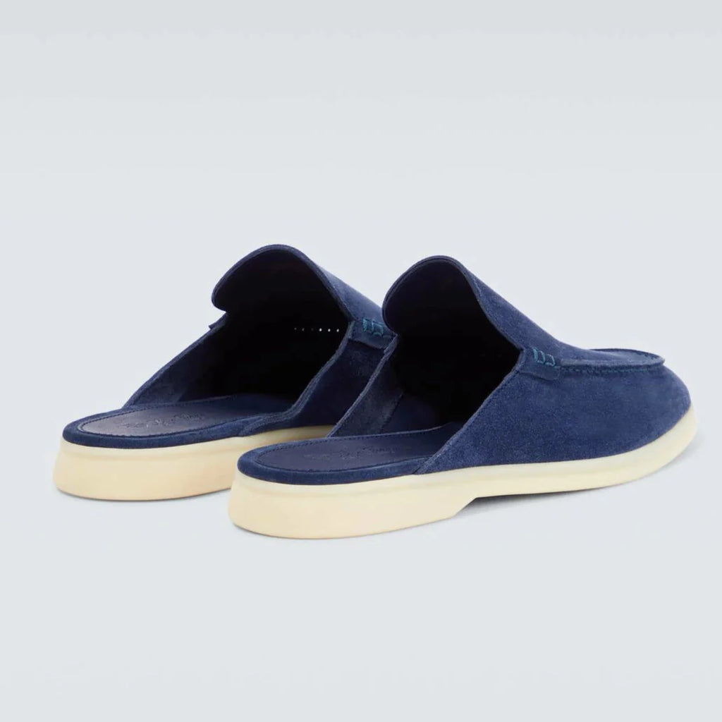 Loro Piana Babouche Walk Suede Slippers - Racing Blue (003)