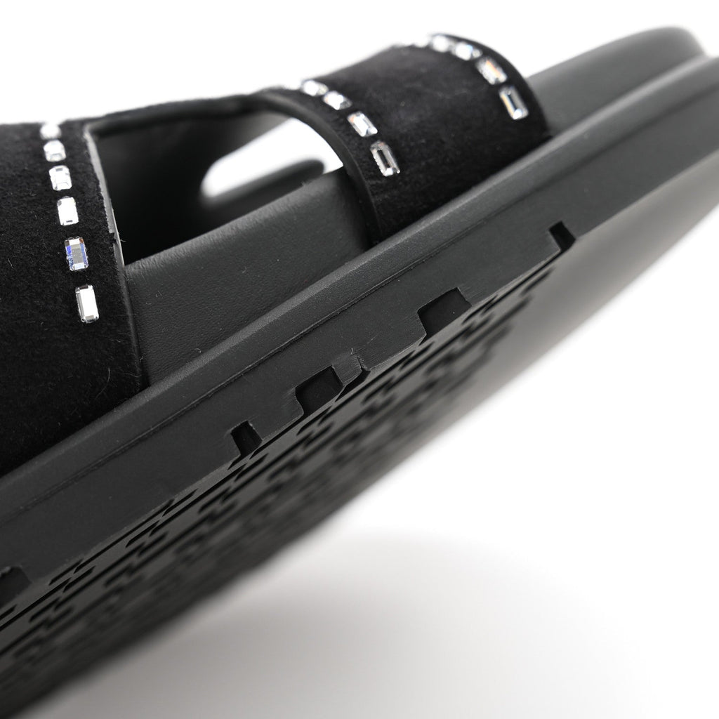 Hermes Chypre Suede Crystals Sandals - Black