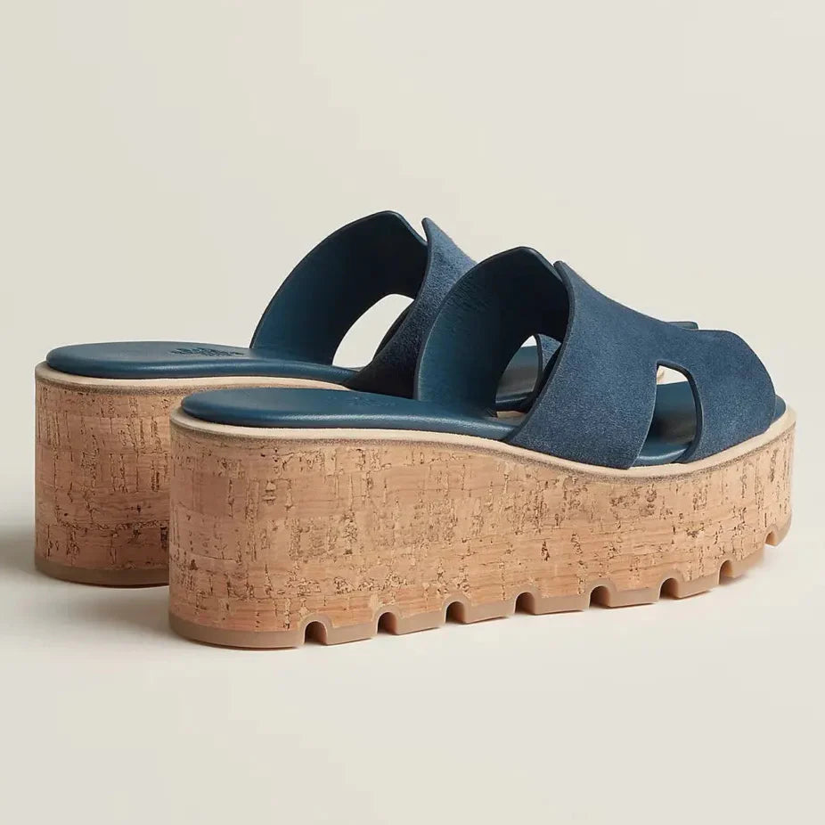 Hermes Eze 30 Suede Sandals - Navy Blue