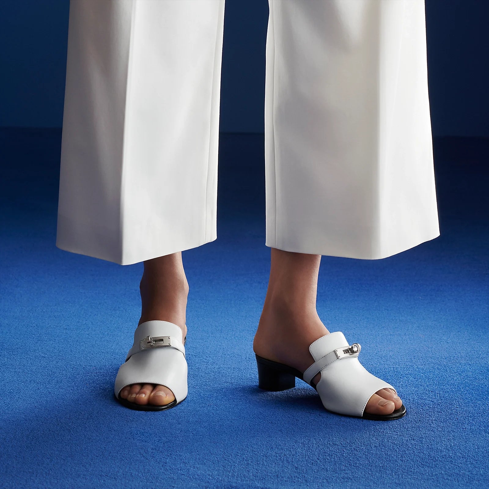 Hermes Candy Crocodile Leather Sandals - White